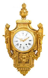 A Louis XVI Style Gilt Bronze Cartel Clock Height 27 1/4 inches.