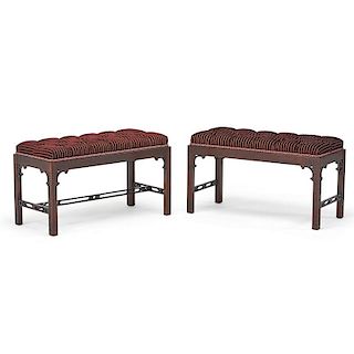 PAIR OF GEORGE III STYLE MAHOGANY WINDOW BENCHES