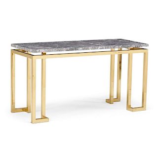 MODERN BRASS PLATED CHROME CONSOLE TABLE
