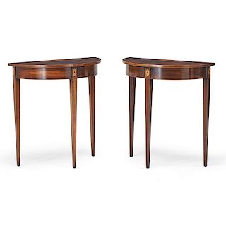 PAIR OF GEORGE III STYLE MAHOGANY CONSOLE TABLES