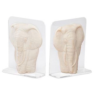 PAIR OF ELEPHANT FORM BOOK ENDS