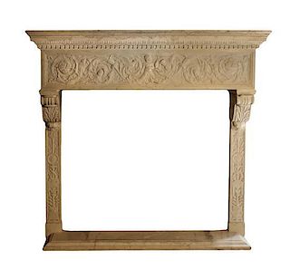A Carved Marble Mantel 19TH/20TH CENTURY Width of top 81 1/2 inches.