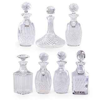 WATERFORD, CARTIER, ETC. CUT GLASS DECANTERS