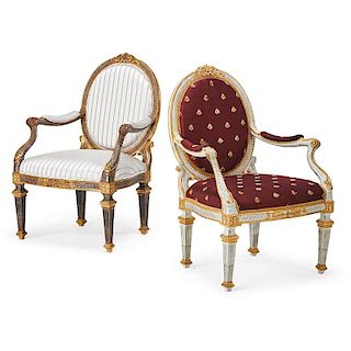 TWO ITALIAN NEOCLASSICAL STYLE ARMCHAIRS