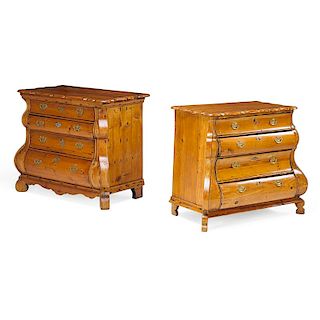 TWO BAROQUE STYLE PINE CHEST OF DRAWERS