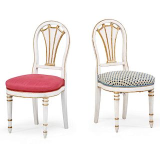 PAIR OF DIRECTOIRE PAINTED SIDE CHAIRS