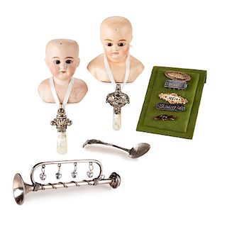 VICTORIAN BABY RATTLES AND PINS