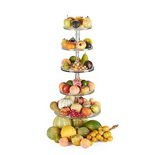 FAUX FRUIT PRESENTATION ON TIERED STANDS