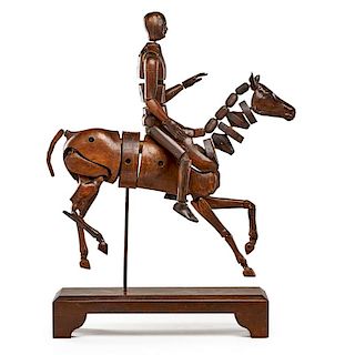 FRENCH ARTICULATED HORSE MANNEQUIN WITH RIDER