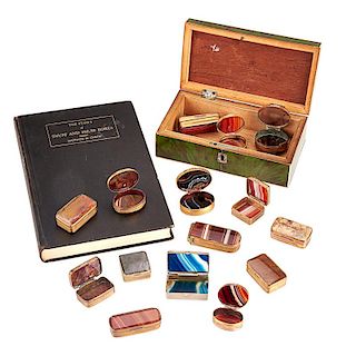 COLLECTION OF 19TH C. SCOTTISH AGATE SNUFF BOXES,