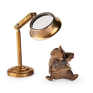 RUSSIAN BRONZE BEAR WITH CAPTURED RAT IN CAGE