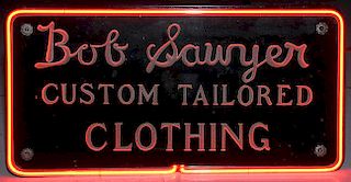 Neon - "Bob Sawyer" custom tailored clothing, 11" x 22", red neon in fine condition