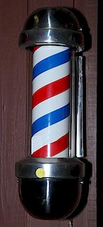 Barber Pole,  working 18" Chicago pole in fine condition with reflector