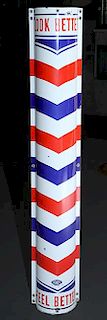 Porcelain wall barber pole very nice condition, Marvy, 8" x 4'