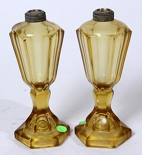 A pair of Whale oil lamps, fine condition, H-9 1/2