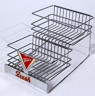 "Tom's" chrome counter top peanut and cracker stand, 5" x 7" x 9"