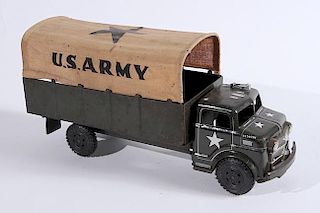 Marx army truck 19" long, original canvas and wheels, this is a 8.5 on a 10 point scale