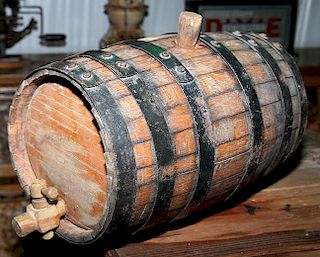 Two gallon whiskey barrel with spout and cork