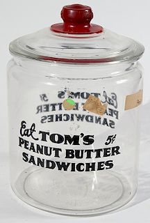 Tom's Peanut Jar 14" x 9" with original top, in fine condition