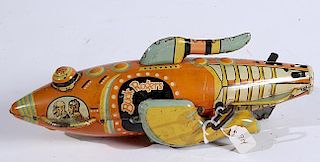 Marx Buck Rogers tin wind up rocket, working condition and retains 80% of original paint