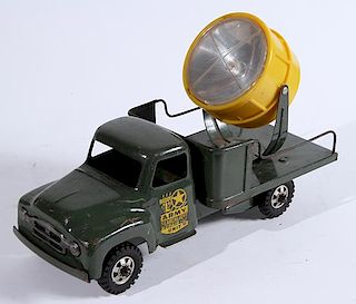 Buddy L army searchlight truck, nice original condition,  7 on a scale of 10
