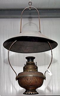 A pair of store lamps, both needing glass chimneys, one is a Gladstone and the other a Pittsburg