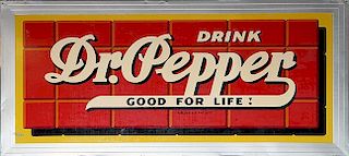"Dr. Pepper" tin sign, nice condition, 30" x 66"