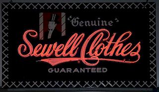 Neon "Sewell Clothes" porcelain sign, 62" x 9', fine condition and working