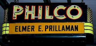 Neon "Philco" sign porcelain tin and glass, 32" x 64", working, Mint taken out of original box by the seller