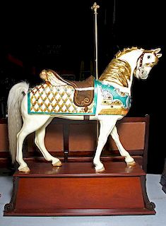 Large carousel horse by Bud Ellis of Chattanooga, TN, outside row Prancer, horse is 60" x 62", feel free to Google the import