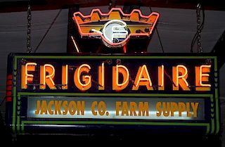 Neon "Frigidaire" two-sided porcelain sign 38" x 63"