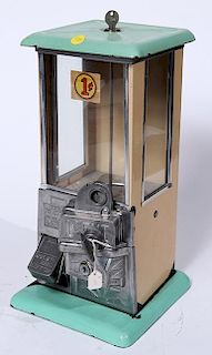 "Master" 1 cent gum machine, porcelain top and base, 7" x 16"