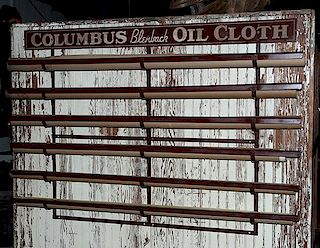 Country Store Columbus Oil Cloth rack 33" x 57", original in fine condition