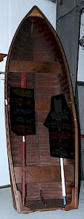 Plank bottom wooden boat 12' x 4' x 15"D, circa 1900