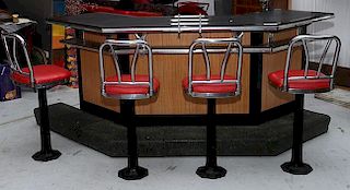Woolworth Glass Onyx Lunch Counter and four stools from the downtown Chattanooga store, original chrome trim with accessory s