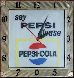Pepsi working light up clock 16" x 16"