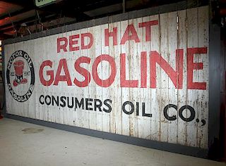 Original Red Hat gas wooden country store side, it was removed when an old store was being torn down near Winchester Tn. By M