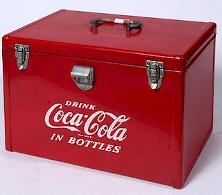Coca-Cola cooler with original slide tray in very fine condition 17" x 9" x 12"