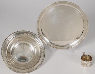American Sterling Platter, Bowl and Child's Mug