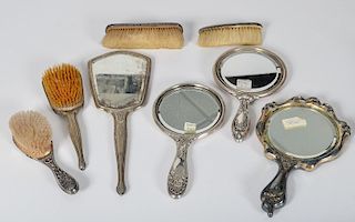 Assorted Sterling Dresser Mirrors and Brushes