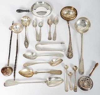 American and European Sterling and Coin Silver Spoons, Ladles and Warmer