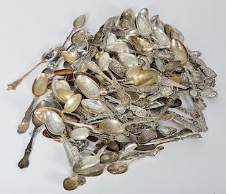 Souvenir Spoons, Including Sterling, Silverplate and Enamel