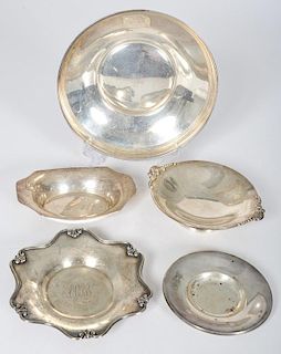Sterling Bowls, Plate, and Compote, Including Tiffany and Towle