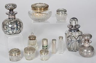 American Cut Glass Jars with Sterling Lids and Overlay