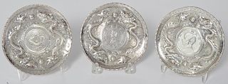 Chinese Silver Dishes With Inlaid Coins