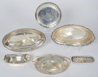 Frank M. Whiting Sterling Basket with Other Sterling Dishes