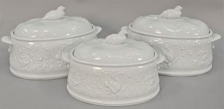 Nine piece lot Copeland Spode Alenite ovenware including five covered dishes, one large bowl, and three platters (one platter