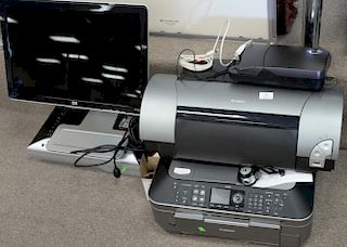 Canon I9900 digital printer canoscan 9000F Mark II HP computer screen, and Canon MX870.