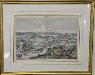 Set of four large double page Harper's Weekly hand colored lithographs Coney Island, Central Park, etc. sight size 14 1/2" x 