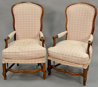 Pair of Country French armchairs. total ht. 39in., wd. 22in.